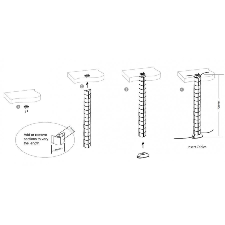 White Adjustable Cable Management Spine